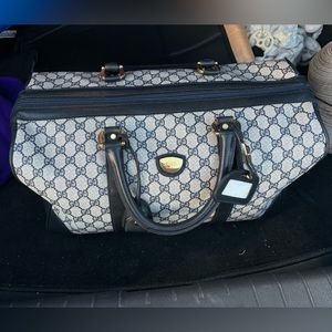 GUCCI NAVY ORIGINAL GG SUPREME CANVAS VINTAGE TRAVEL BAG SMALL